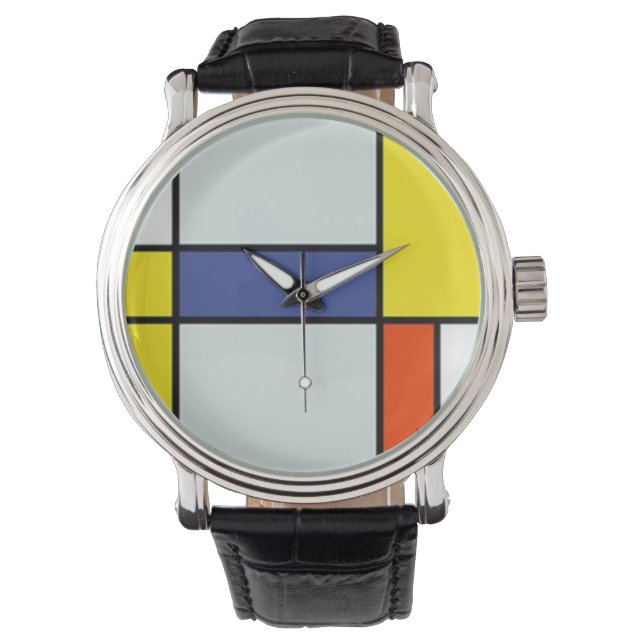 Piet Mondrian Composition A - Abstrakt Modern Art Armbandsur (Framsida)