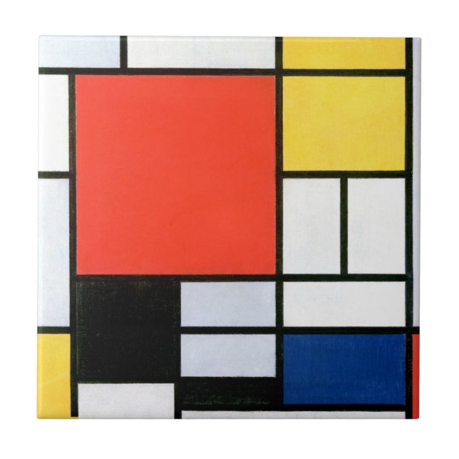Piet Mondrian Composition Red Gult Blue Black Kakelplatta (Framsidan)