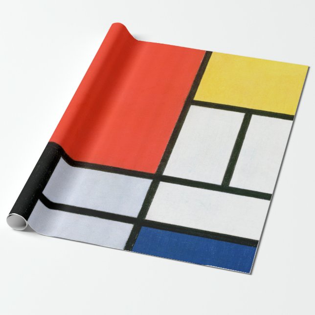 Piet Mondrian Composition Red Gult Blue Black Presentpapper (Utrullad)