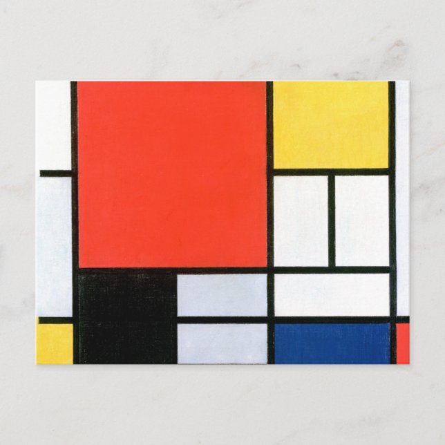Piet Mondrian Composition Red Gult Blue Black Vykort (Framsida)