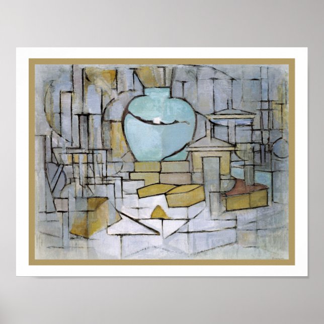 Piet Mondrian - fortfarande liv med Ginger Pot II Poster (Framsidan)
