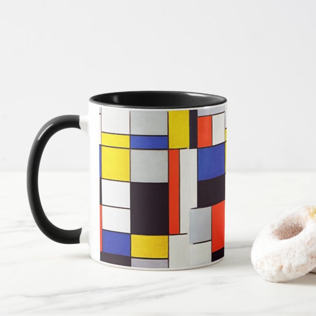 Piet Mondrian Geometrisk Grid Modern Konst Kaffe M Mugg (Med munk)
