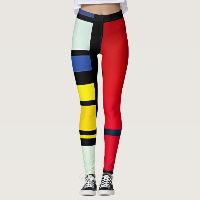 Piet Mondrian Inspired Abstrakt Leggings (Framsida)