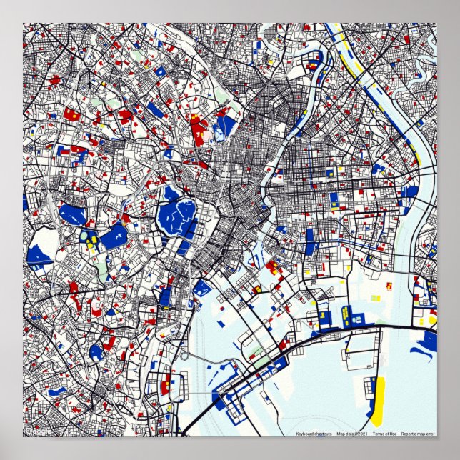 Piet Mondrian karta i Tokyo Poster (Framsidan)
