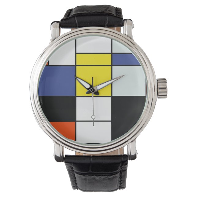 Piet Mondrian Komposition A - Abstrakt Modern Kons Armbandsur (Framsida)