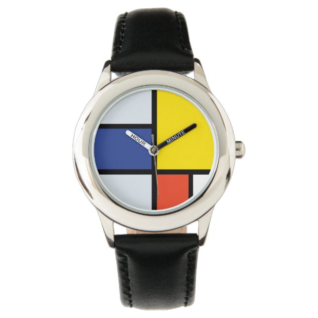 Piet Mondrian Komposition A - Abstrakt Modern Kons Armbandsur (Framsida)