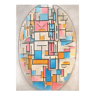 Piet Mondrian Komposition i oval finkonstaffisch Fototryck