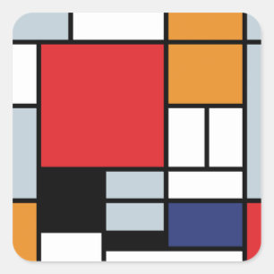 Piet Mondrian - Komposition med stor röd plan Fyrkantigt Klistermärke