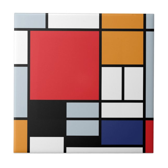 Piet Mondrian - Komposition med stor röd plan Kakelplatta (Framsidan)