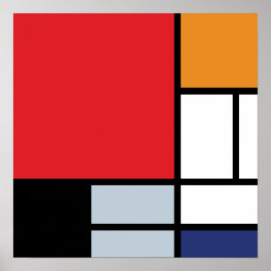 Piet Mondrian - Komposition med stor röd plan Poster