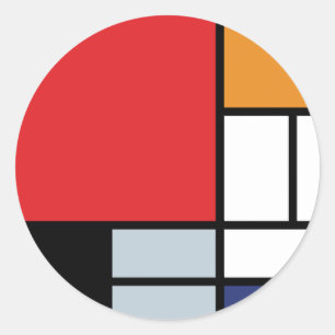 Piet Mondrian - Komposition med stor röd plan Runt Klistermärke