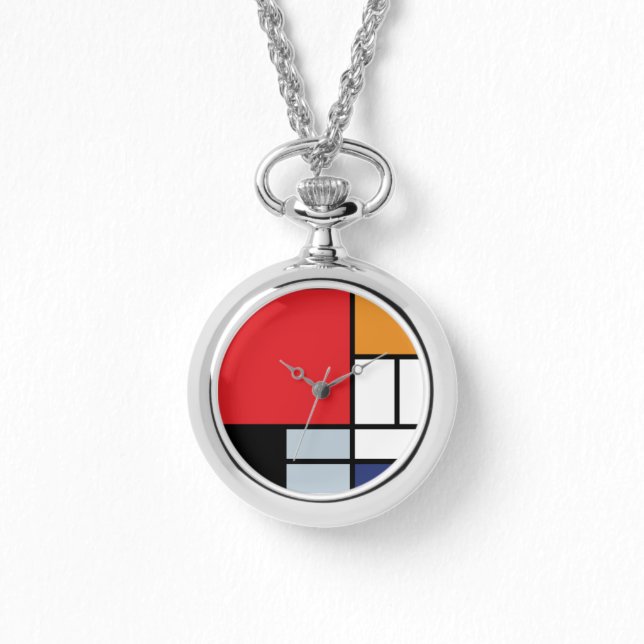 Piet Mondrian - Komposition med stort rött plan Armbandsur (Framsida)