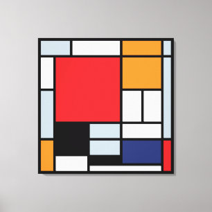 Piet Mondrian - Komposition med stort rött plan Canvastryck