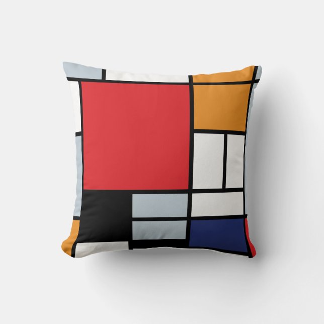Piet Mondrian - Komposition med stort rött plan Kudde (Framsida)
