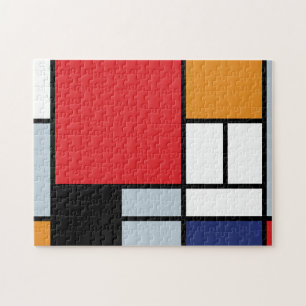 Piet Mondrian - Komposition med stort rött plan Pussel