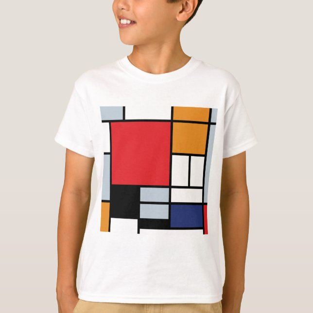 Piet Mondrian - Komposition med stort rött plan T-shirt (Framsida)