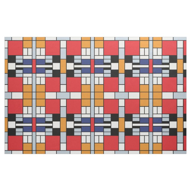Piet Mondrian - Komposition med stort rött plan Tyg (Fat Quarter)