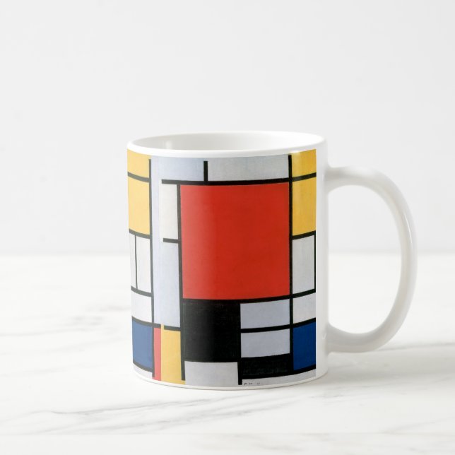 Piet Mondrian Komposition Röd Gul Blå Tryck Kaffemugg (Höger)