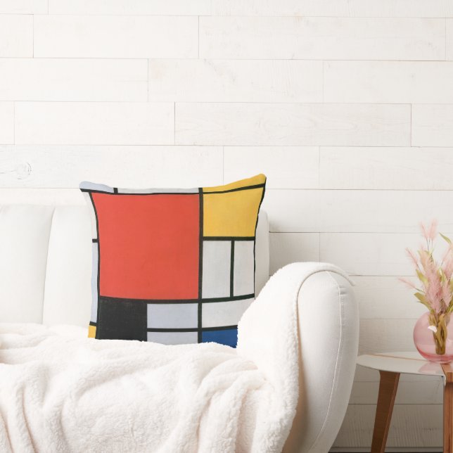 Piet Mondrian Komposition Röd Gul Blå Tryck Kudde (Soffa)