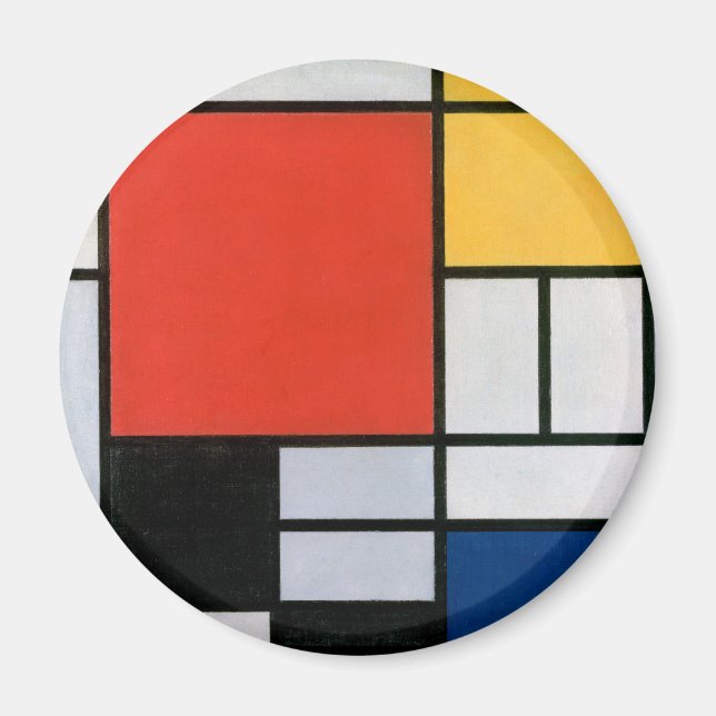 Piet Mondrian Komposition Röd Gul Blå Tryck Magnet (Framsidan)