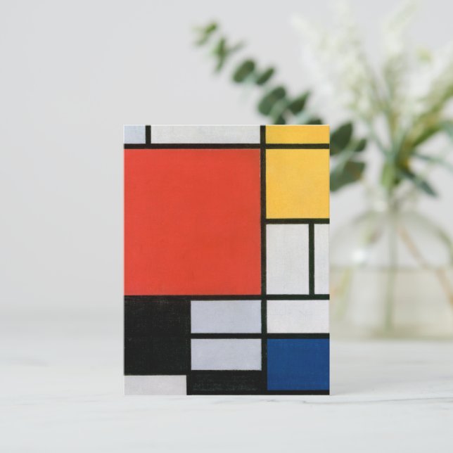 Piet Mondrian Komposition Röd Gul Blå Tryck Vykort (Stående Fram)