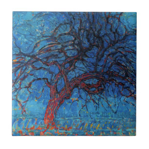 Piet Mondrian, kväll: Röda Träd Kakelplatta
