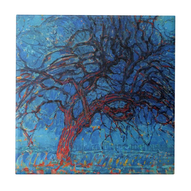 Piet Mondrian, Kväll: Rött Träd Kakelplatta (Framsidan)