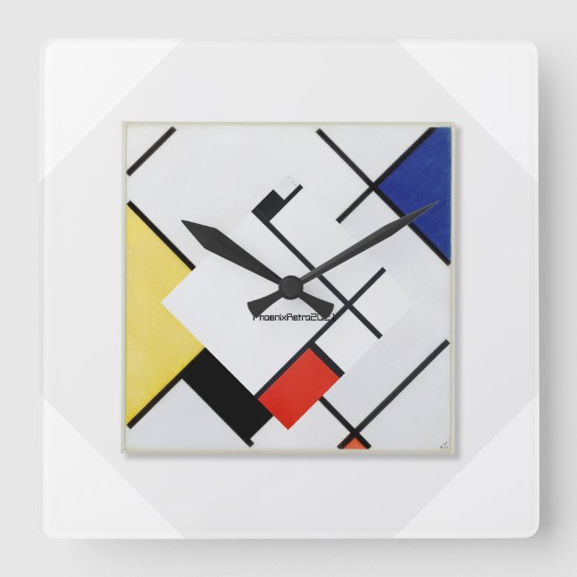 Piet Mondrian Modern Art Clock Fyrkantig Klocka (Framsida)