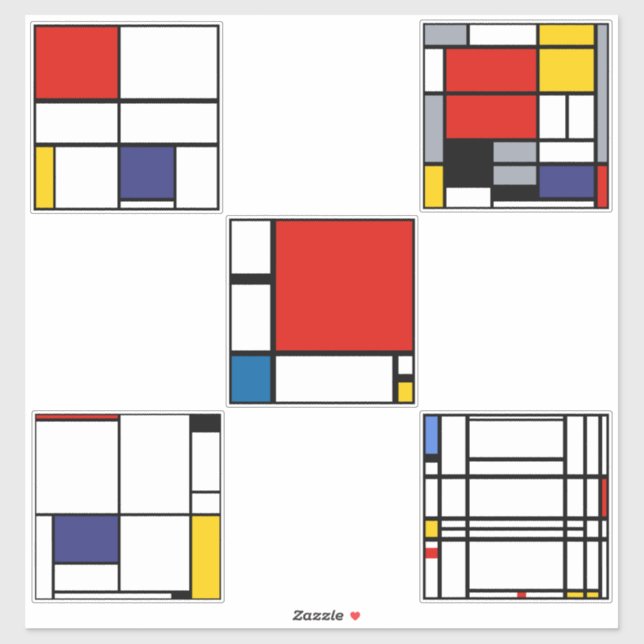 Piet Mondrian Modern Art Paintings Klistermärken (Ark)