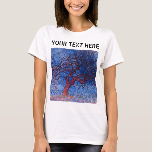 Piet Mondrian Red Träd Berömd Painting T-Shirt (Framsida)