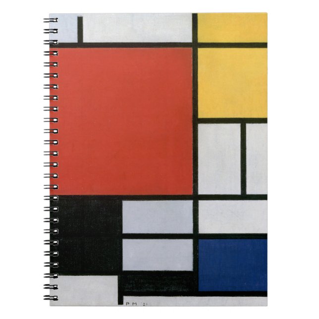 Piet Mondrian Röd Blå Gul Abstrakt Konst Anteckningsbok (Framsidan)
