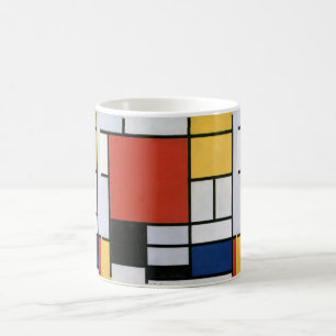 Piet Mondrian Röd Blå Gul Abstrakt Konst Kaffemugg