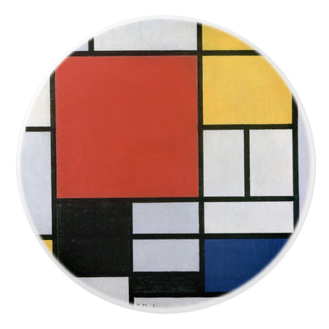 Piet Mondrian Röd Blå Gul Abstrakt Konst Knopp (Framsidan)