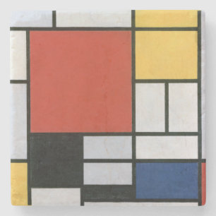 Piet Mondrian Röd Blå Gul Abstrakt Konst Stenunderlägg