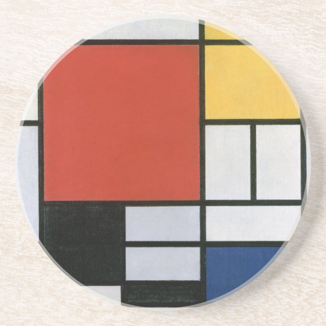 Piet Mondrian Röd Blå Gul Abstrakt Konst Underlägg (Framsidan)