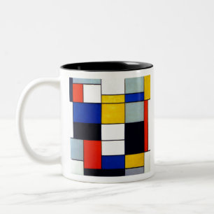 Piet Mondrian-sammansättning A Två-Tonad Mugg