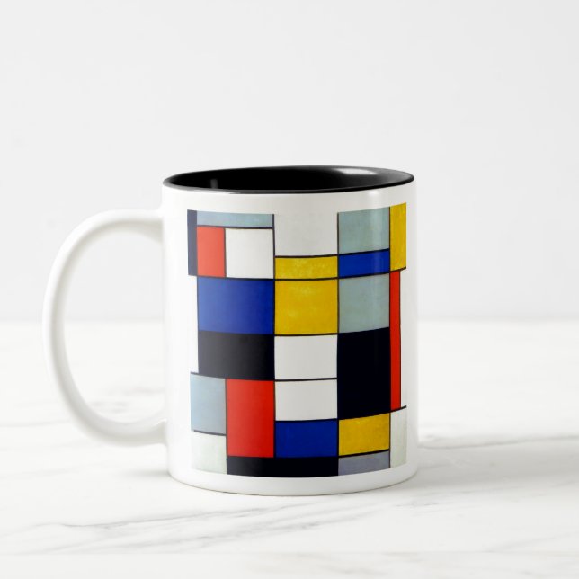 Piet Mondrian-sammansättning A Två-Tonad Mugg (Vänster)