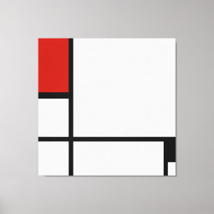 Piet Mondrian - Sammansättning av geometrisk Abstr Canvastryck