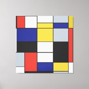 Piet Mondrian - Sammansättning av geometrisk Abstr Canvastryck