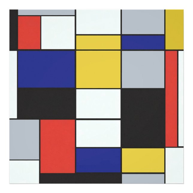 Piet Mondrian - Sammansättning av geometrisk Abstr Fototryck (Framsidan)