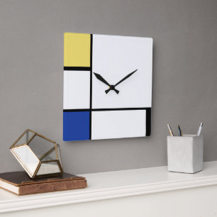 Piet Mondrian - Sammansättning av geometrisk Abstr Fyrkantig Klocka