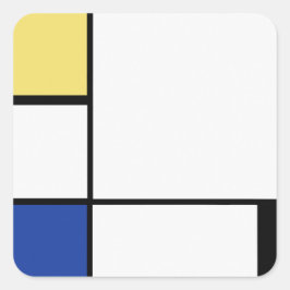 Piet Mondrian - Sammansättning av geometrisk Abstr Fyrkantigt Klistermärke