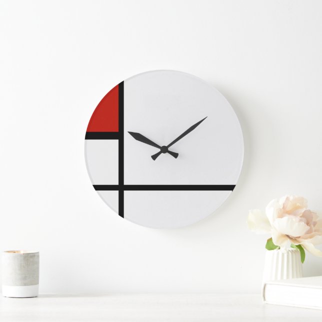 Piet Mondrian - Sammansättning av geometrisk Abstr Stor Klocka (Hem)