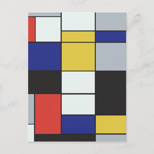 Piet Mondrian - Sammansättning av geometrisk Abstr Vykort (Framsida)