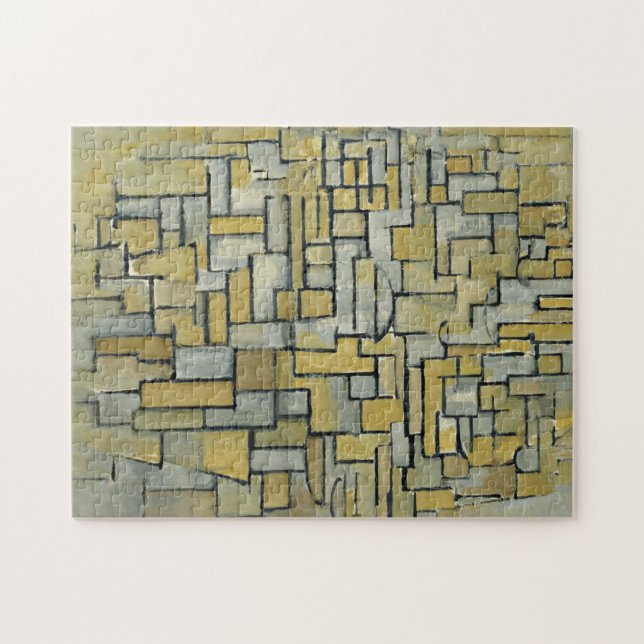 Piet Mondrian-sammansättning i Brown och Grått Pussel (Horisontell)