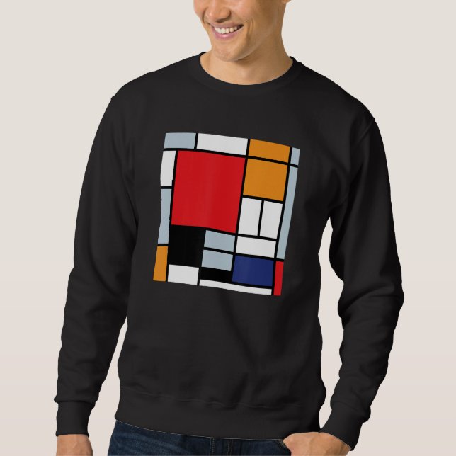 Piet Mondrian - Sammansättning med Large Red Flygp Lång Ärmad Tröja (Framsida)