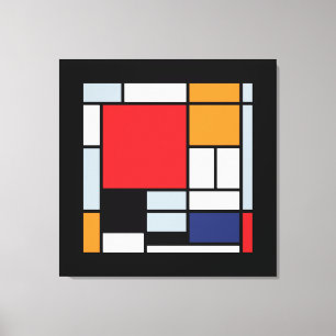Piet Mondrian - Sammansättning med stor röd Flygpl Canvastryck