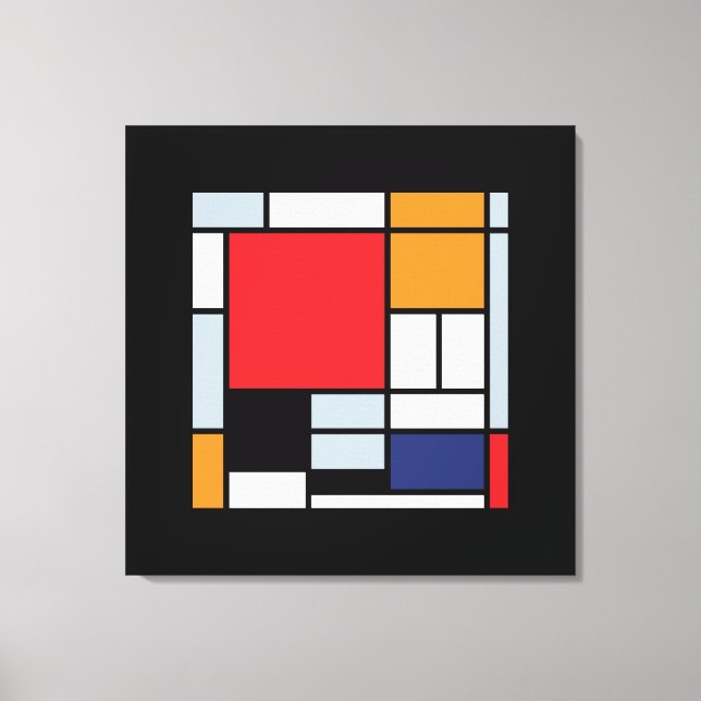 Piet Mondrian - Sammansättning med stor röd Flygpl Canvastryck (Framsida)