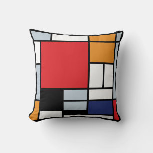 Piet Mondrian - Sammansättning med stor röd Flygpl Kudde