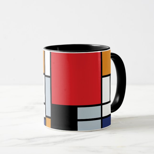 Piet Mondrian - Sammansättning med stor röd Flygpl Mugg (Framsida höger)